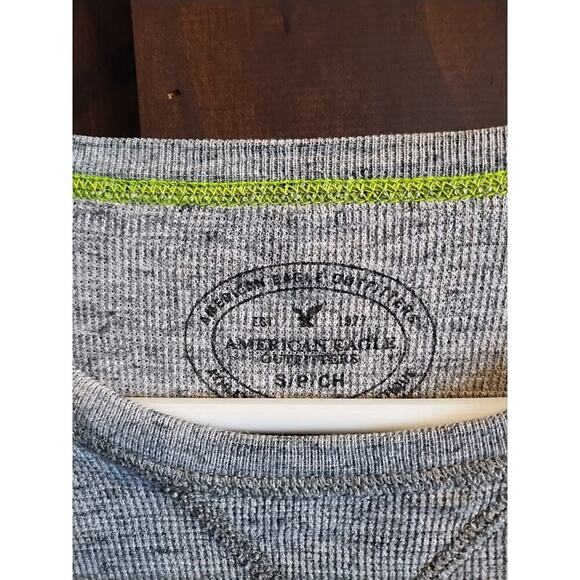 American Eagle Thermal Shirt Mens Small Gray Long sleeve waffle weave eagle - Picture 2 of 5